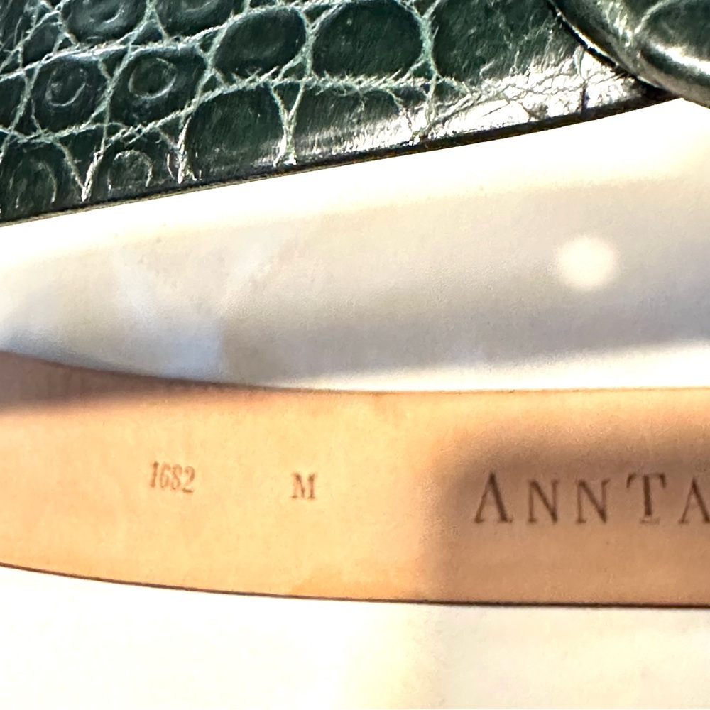 Ann Taylor Women’s Size Medium Leather Belt Dark Green - Picture 5 of 8
